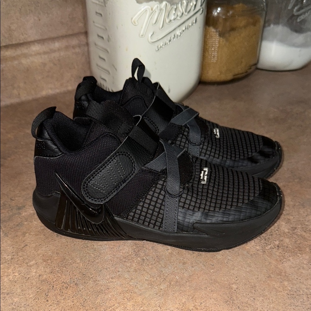 Nike Black LeBron James Sneakers with Velcro Strap and Stable Sole